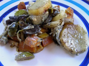 Root Vegetable Gratin with Mushrooms & Blue Cheese