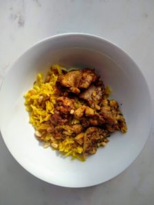 Saffron Chicken Pilaf with Honey & Pine Nuts
